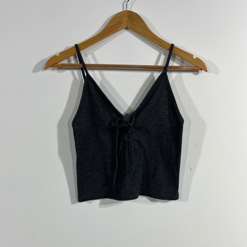 John Galt Renfair Coquette Sporty Preppy Ribbed Tie Front Cami Top Womens Small